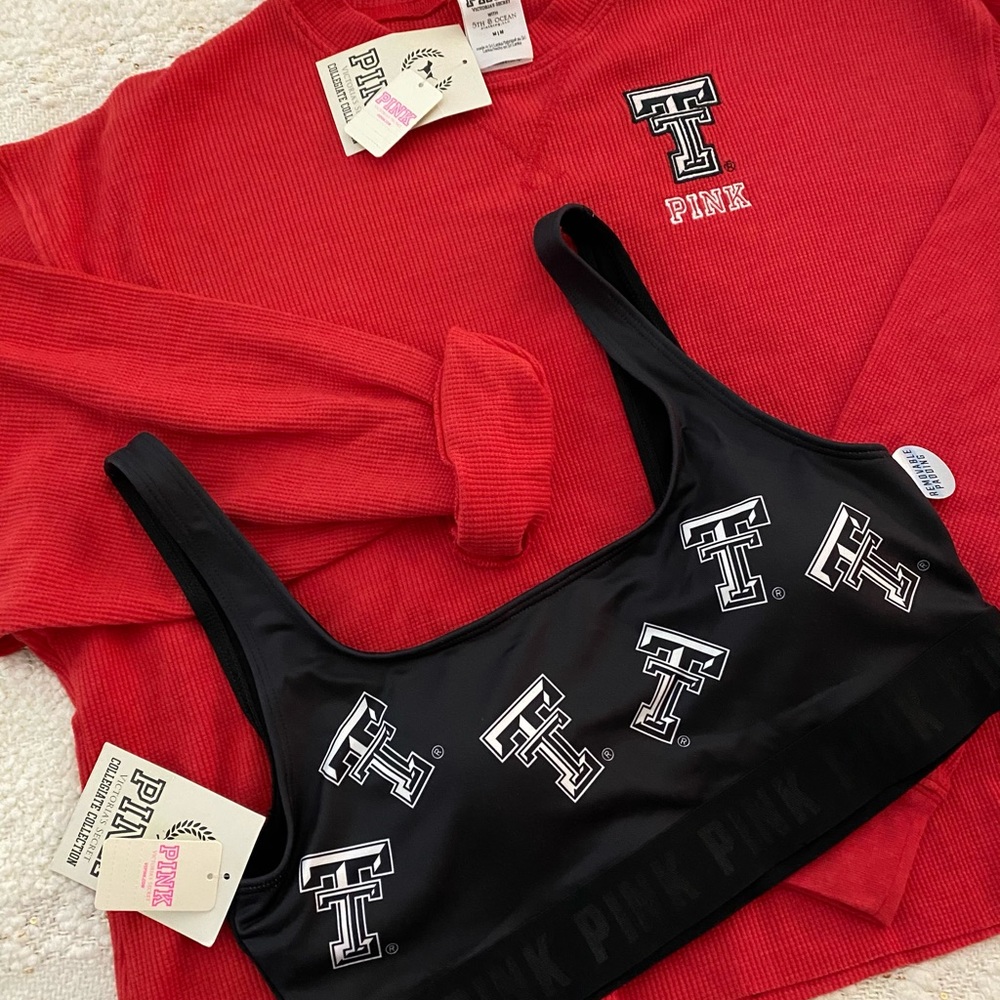 VS PINK long-sleeve/sports bra-TexasTech